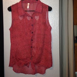 Flowy, dark red and black shirt