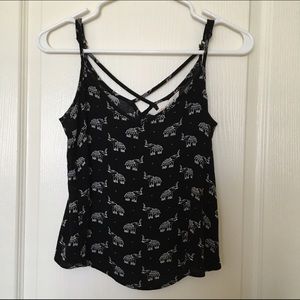 Black Elephant Crop Top