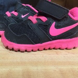 Infant hot pink and black nikes size 3
