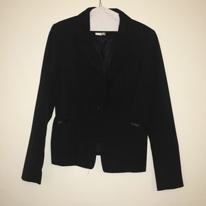 Black blazer with leather trim