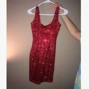 Red sequin dress