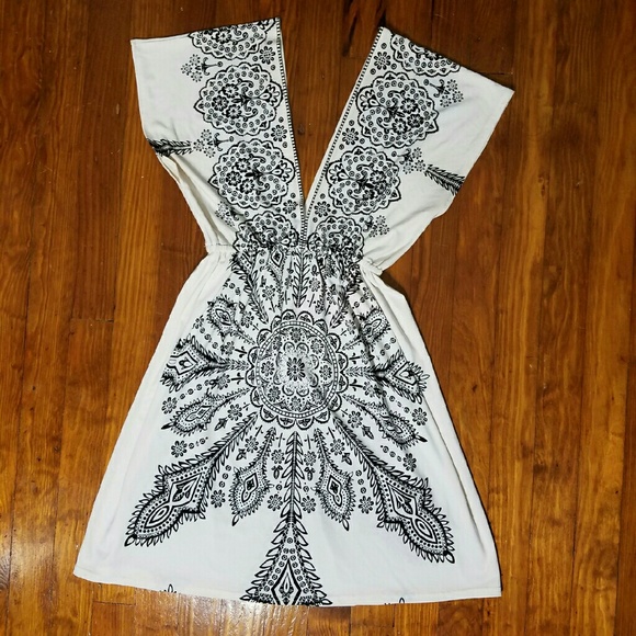 White dress with tribal design