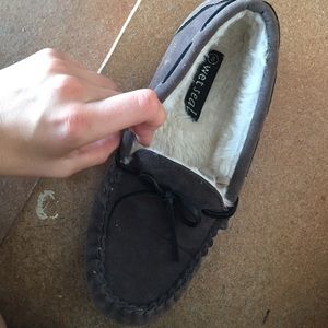 Wet seal grey moccasins/ slippers