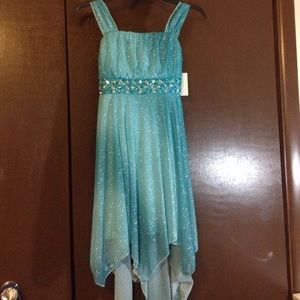 Blue sparkly flowy dress