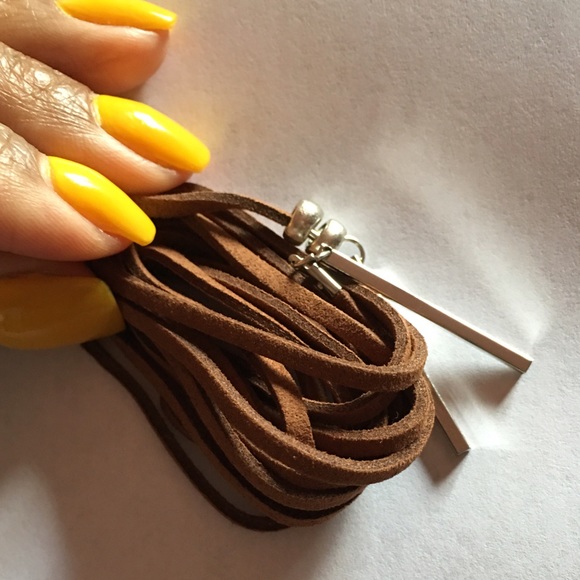 ❇️FREE WITH BOHO HEAD PIECE❇️BROWN CORD CHOKER - Picture 2 of 2