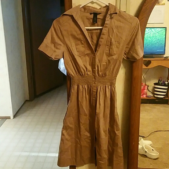 Tan button up dress