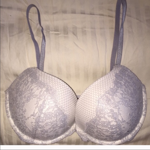VS Very Sexy Push-Up Wht w/Lavender Fishnet 32DDD