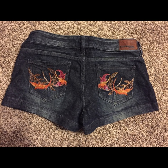 Express Stella embroidered denim shorts