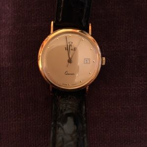 14kt gold Vicence  watch with leather band