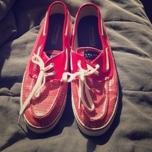 red sequin Sperry's