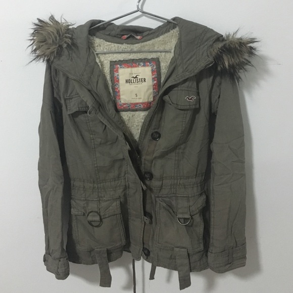 Hollister Winter Coat Olive Green Size Small
