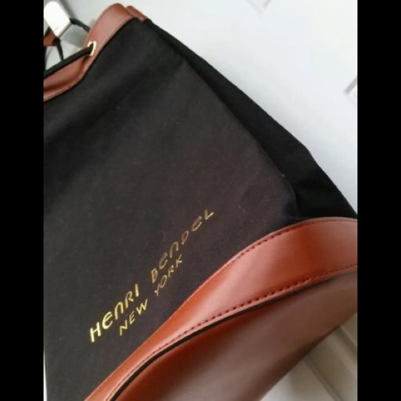 Henri Bendel Backpack Blackcanvasbrownleather - image 3