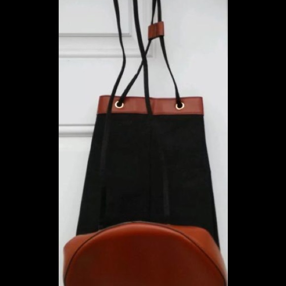 Henri Bendel Backpack Blackcanvasbrownleather - image 4