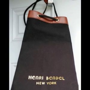 Henri Bendel Backpack BlackCanvasBrownLeather