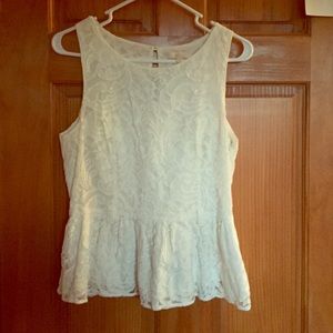 White lace peplum top