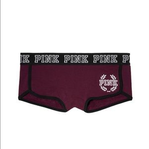 VS PINK Black Orchid Logo Boyshorts Panty
