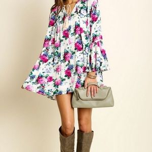 NWOT Floral Boho Trapeze Dress, Size Small