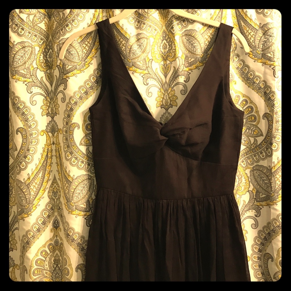 J Crew Silk chiffon brown knee length dress