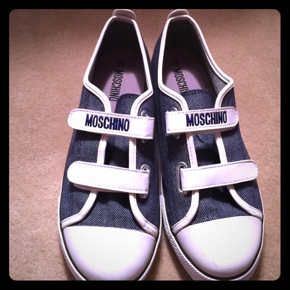 BOYS MOSCHINO Velcro denim sneakers