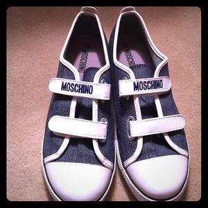 BOYS MOSCHINO Velcro denim sneakers