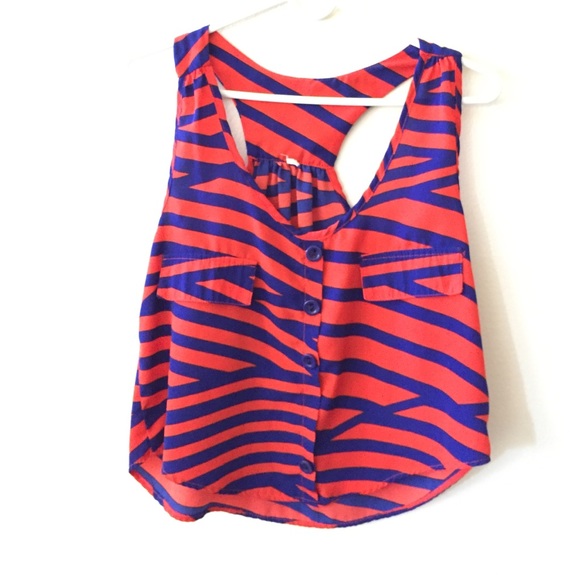 Red and blue stripe T top
