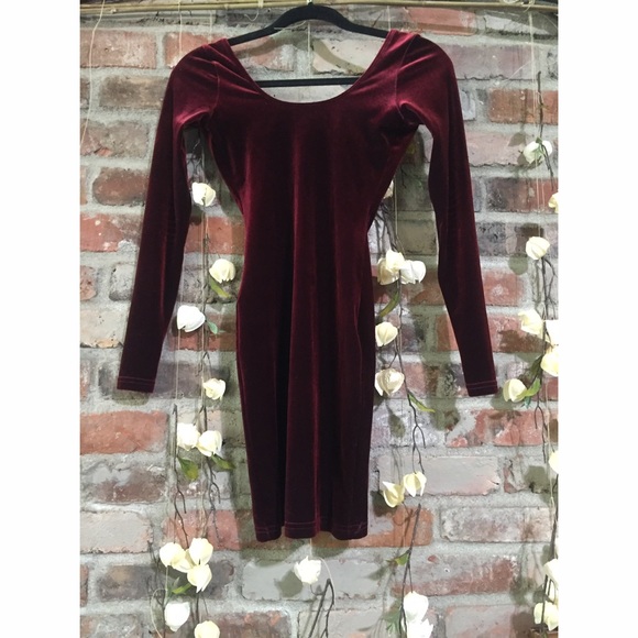 American apparel tight burgundy velvet dress