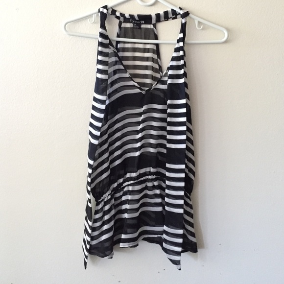 Black and white striped shirt sleeve T