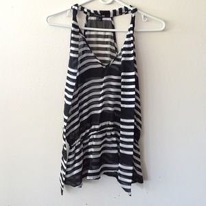 Black and white striped shirt sleeve T