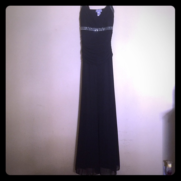 Flowy black gown with studded details