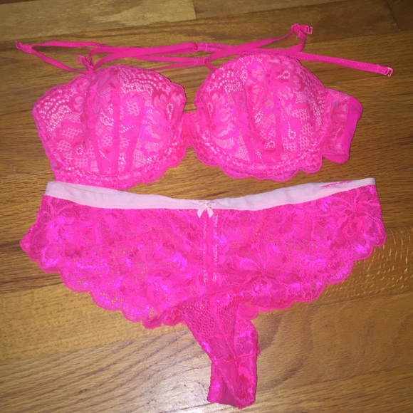 Victoria's Secret pink bra and underwear