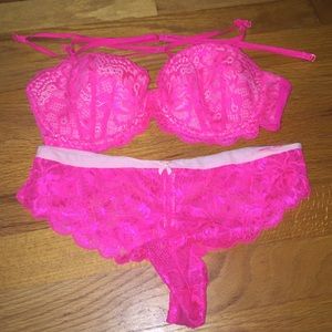 Victoria's Secret pink bra and underwear