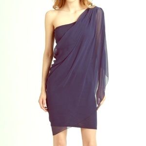 Alice and Olivia one shoulder draped dress