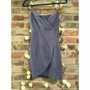 Velvety blue wrap dress