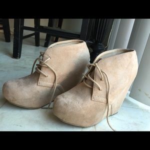 Nude suede booties