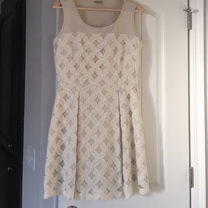 Gorgeous Cremieux dress with lace-type overlay.