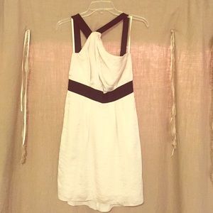 BCBG one shoulder cream formal dress