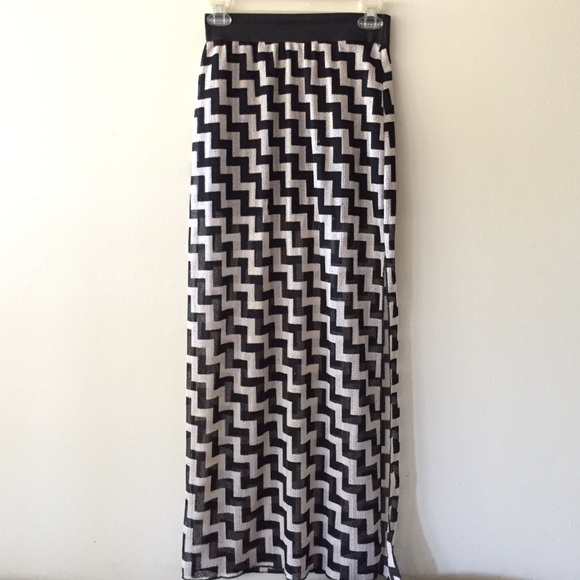 Cream and black long skirt