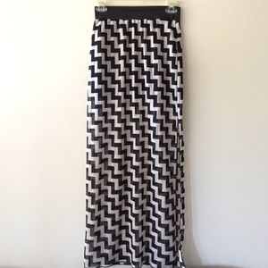 Cream and black long skirt