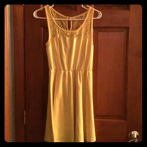 Yellow mini dress with lace