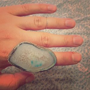 Gorgeous big agate slice sterling ring size 7.5/8?