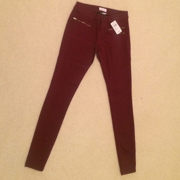 burgundy colored jeans