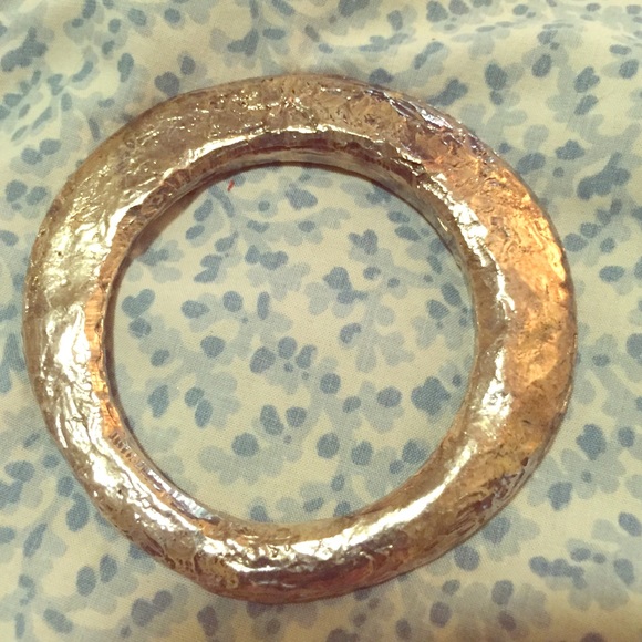 Lightweight hammered organic sterling bangle