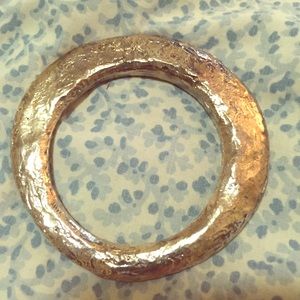 Lightweight hammered organic sterling bangle