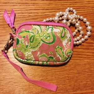 Lilly Pulitzer Green & Pink Floral Tech Wristlet