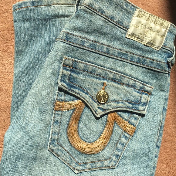 Gold Pocketed True Religion Jeans - Straight Leg