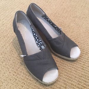 Gray Toms Platform Wedge Sandals