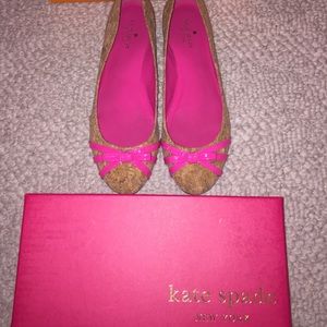 cute Kate Spade flats with a unique pink bow