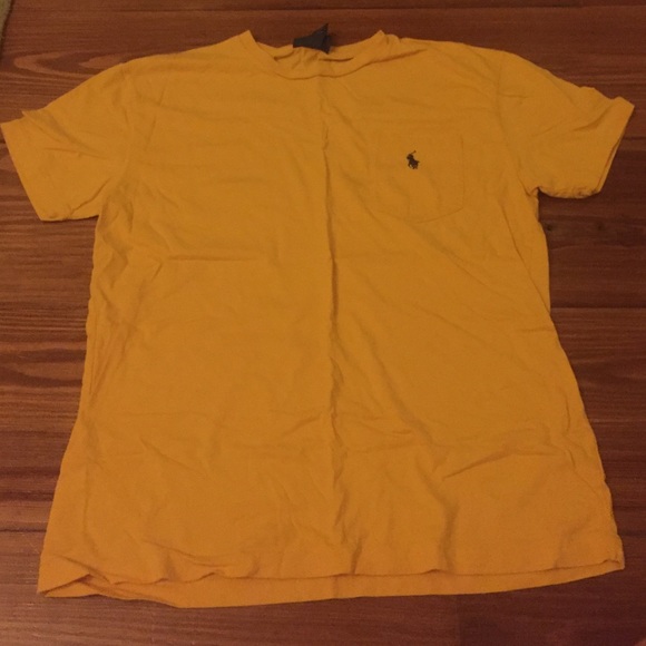 Yellow and navy pocketed polo t-shirt