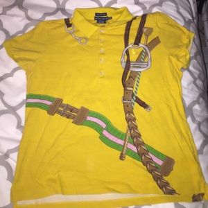 Mustard yellow Ralph Lauren women's golf shirt