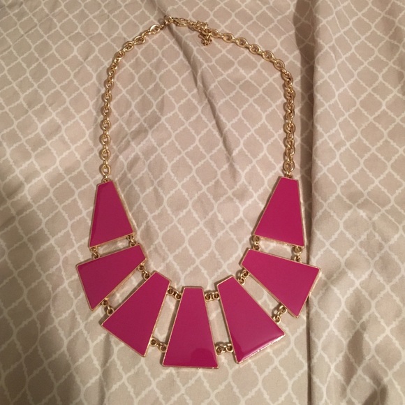 Hot pink and gold necklace